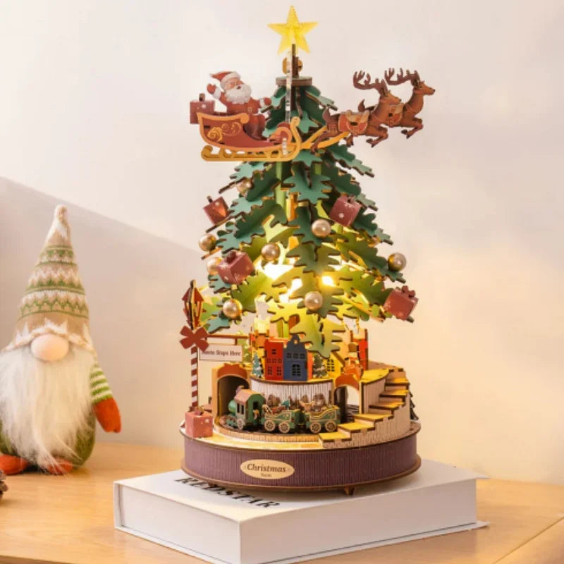 3D houten puzzel kerstboom muziekdoos set Montessori & Speelgoed