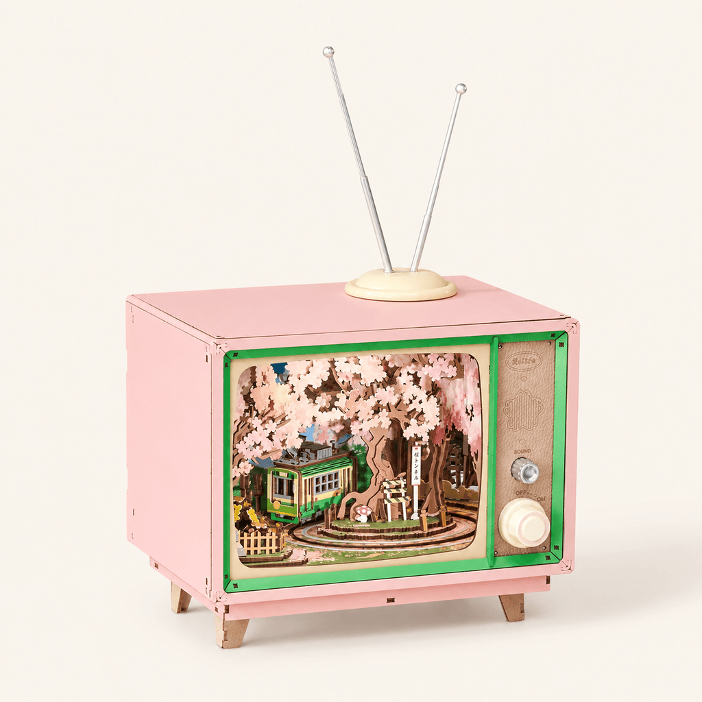 3D houten puzzel muziekdoos Sakura TV doe-het-zelf set Montessori & Speelgoed