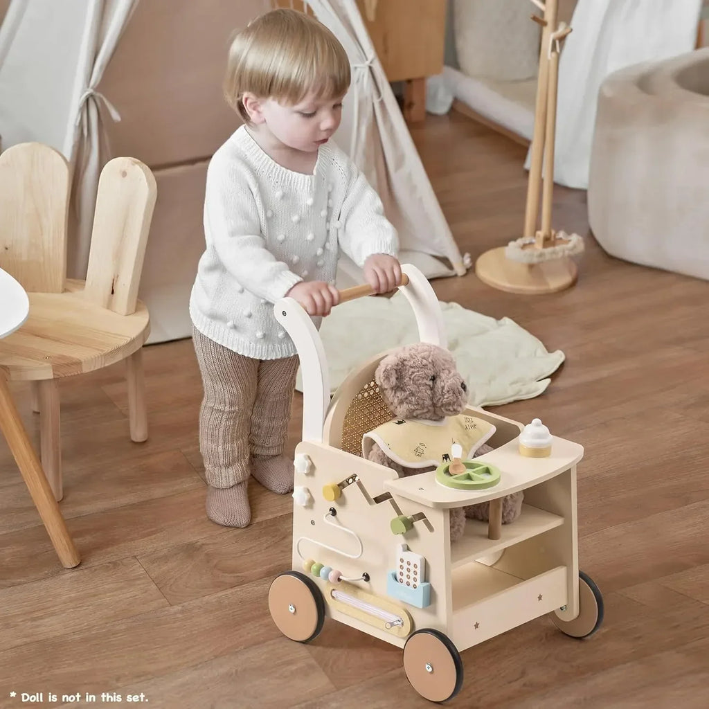 Houten loopwagen duwspeelgoed leren lopen Montessori & Speelgoed