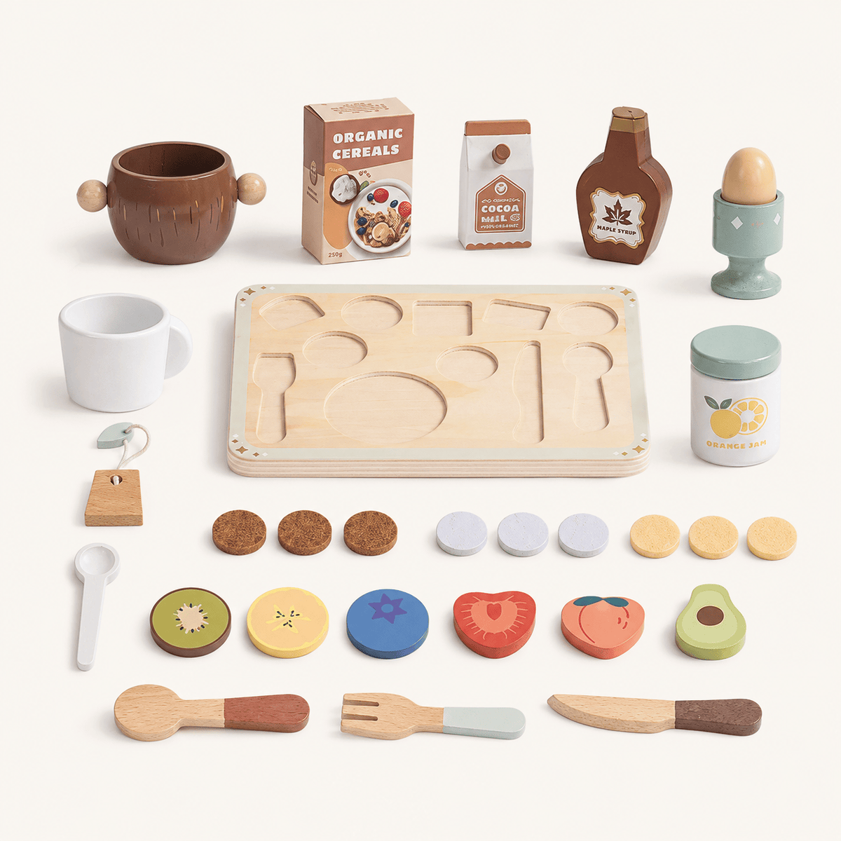 Houten ontbijt speelvoedsel-set voor kinderen Montessori & Speelgoed