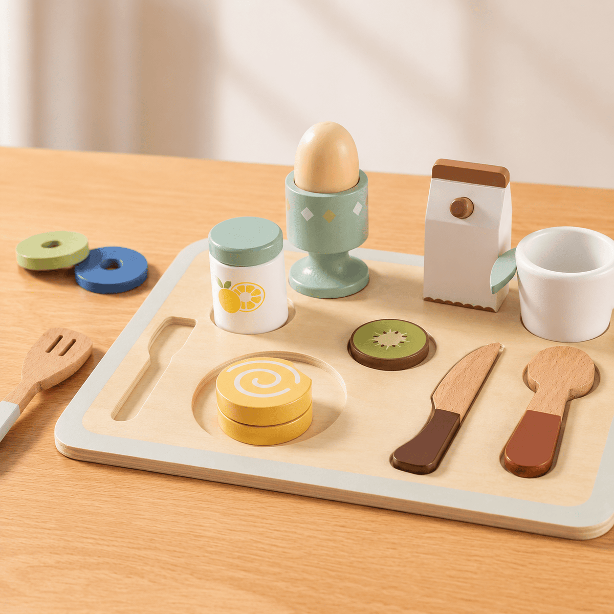 Houten ontbijt speelvoedsel-set voor kinderen Montessori & Speelgoed