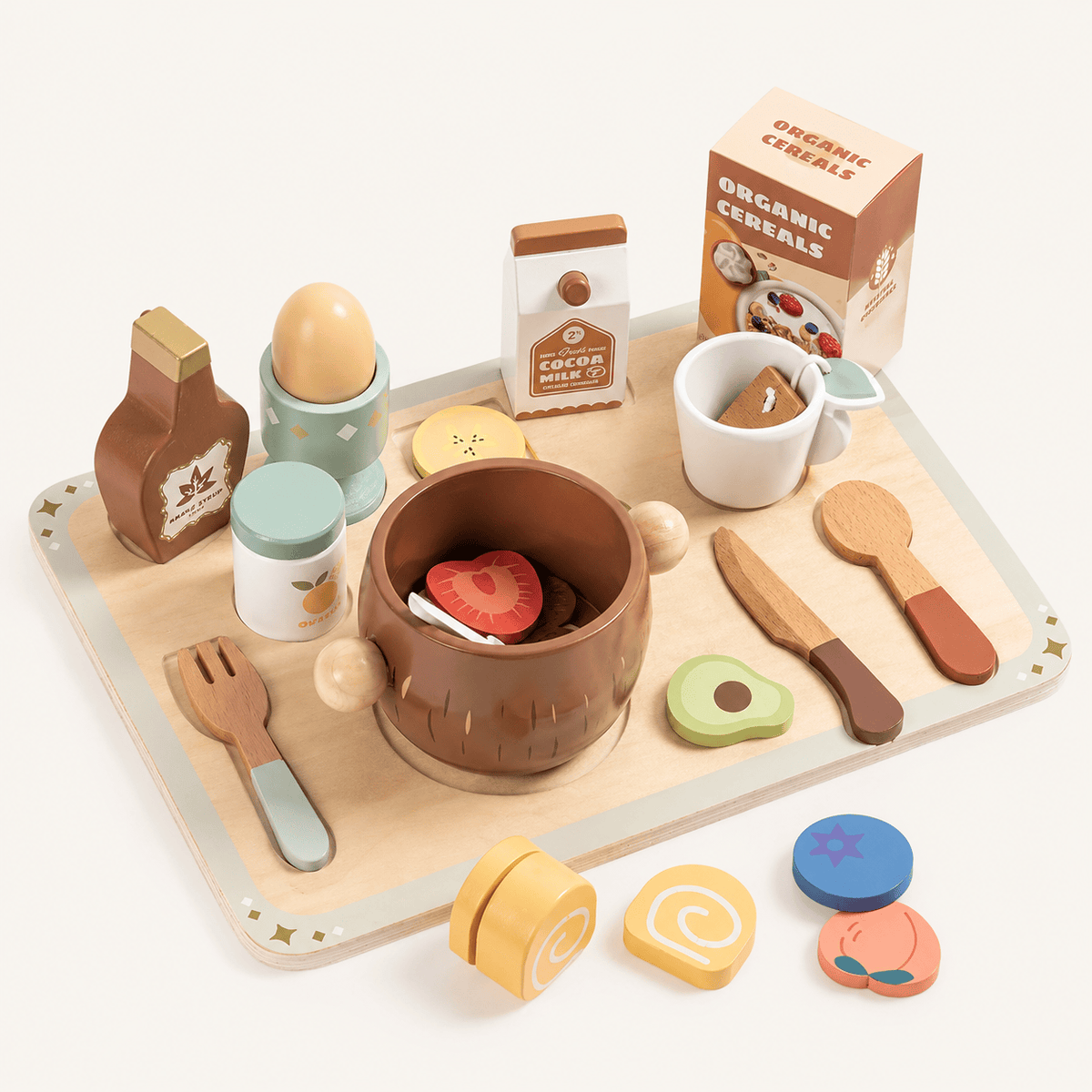 Houten ontbijt speelvoedsel-set voor kinderen Montessori & Speelgoed