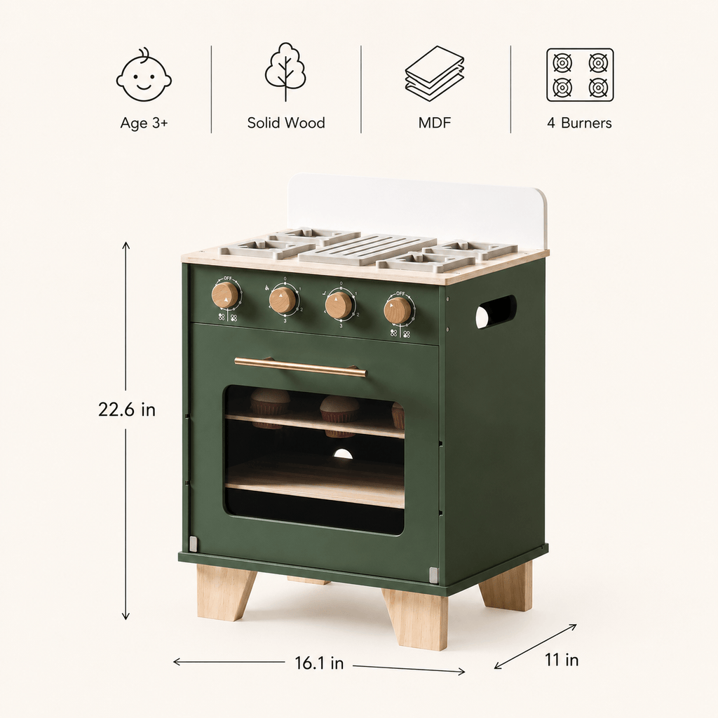 Houten speelgoed keukenoven voor kinderen rollenspel Montessori & Speelgoed