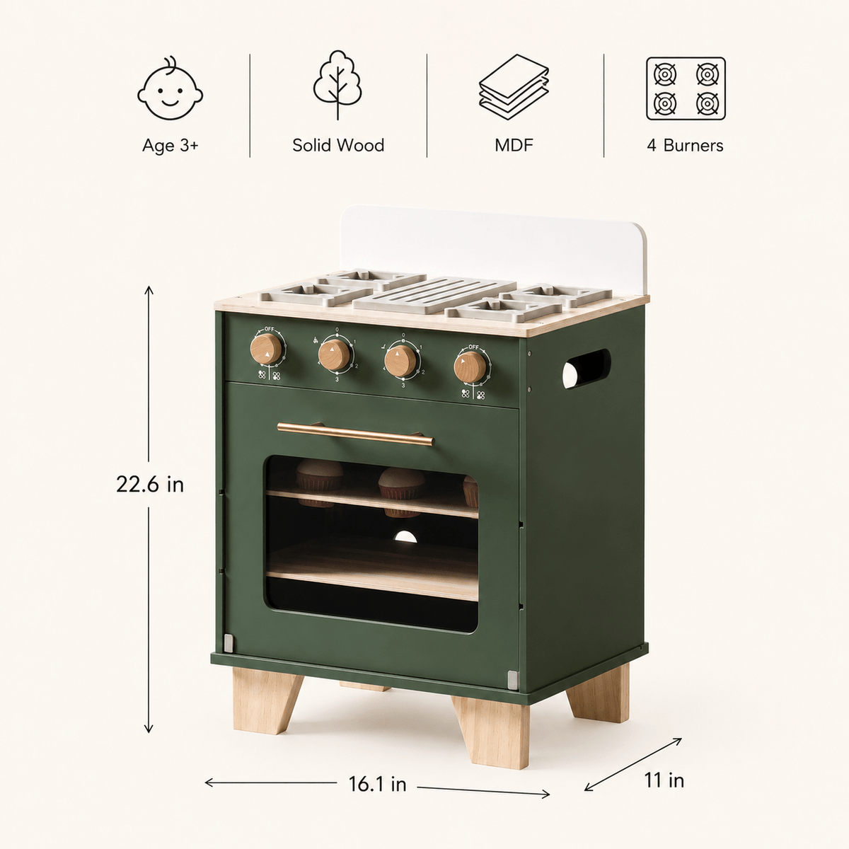 Houten speelgoed keukenoven voor kinderen rollenspel Montessori & Speelgoed