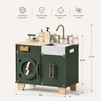 Houten speelgoed wasmachine-droger voor kinderen rollenspel Montessori & Speelgoed
