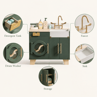 Houten speelgoed wasmachine-droger voor kinderen rollenspel Montessori & Speelgoed
