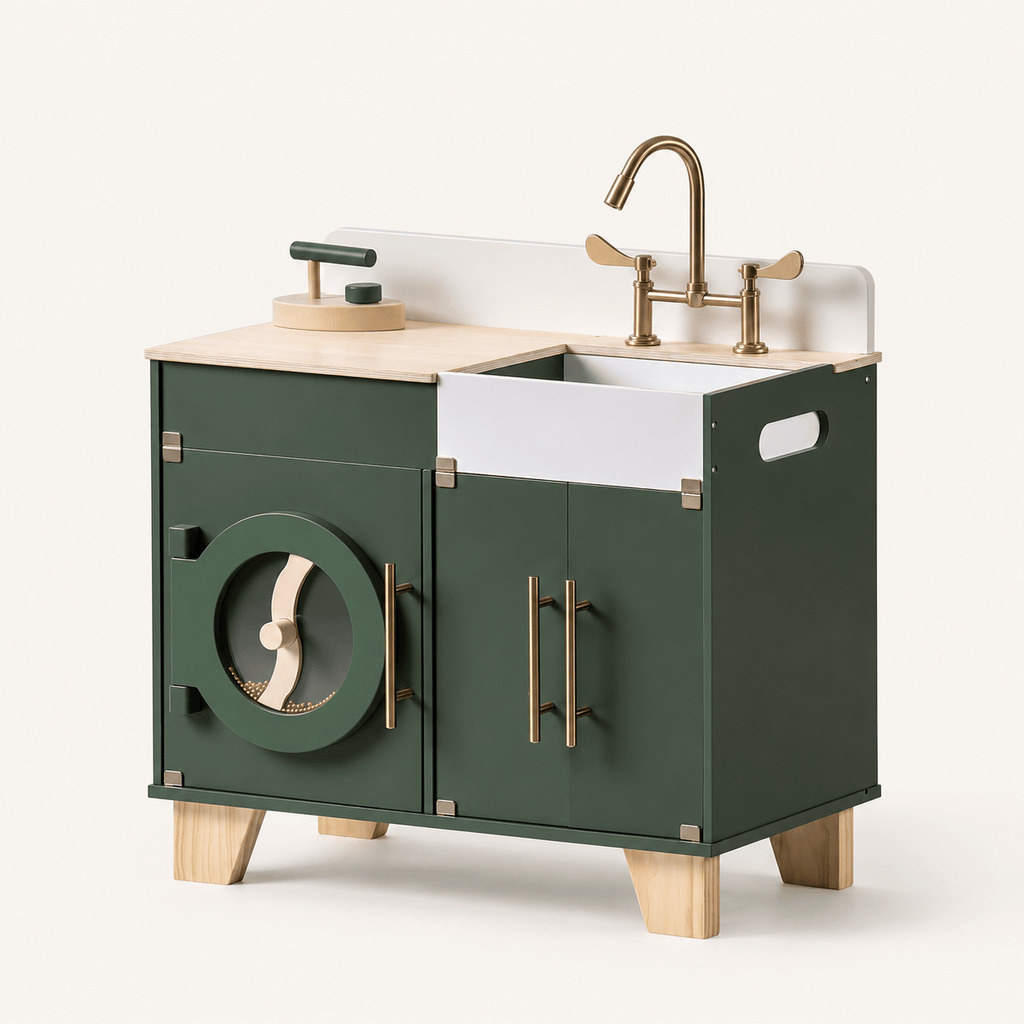 Houten speelgoed wasmachine-droger voor kinderen rollenspel Montessori & Speelgoed