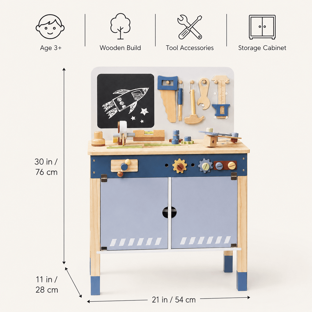 Houten speelgoed-werkbankset voor kinderen Montessori & Speelgoed