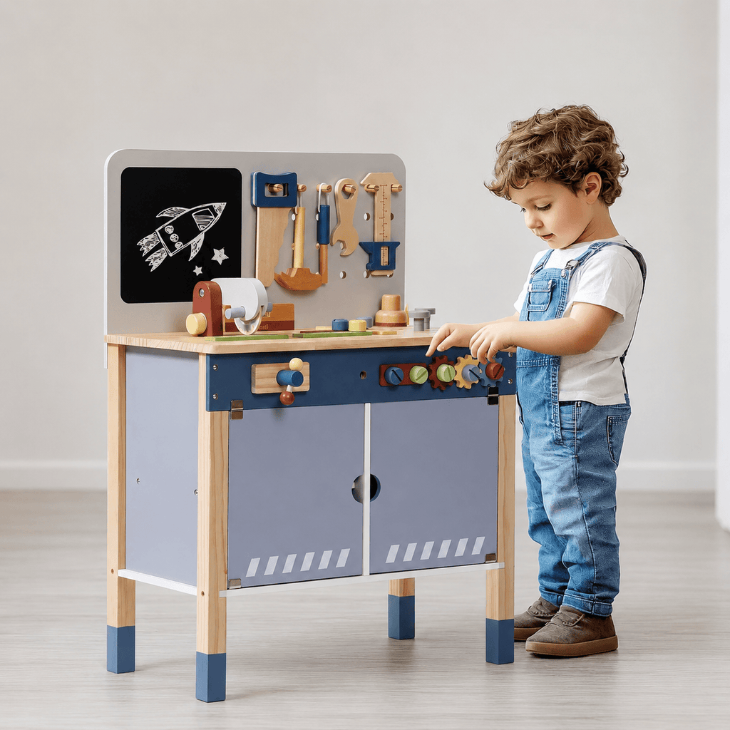 Houten speelgoed-werkbankset voor kinderen Montessori & Speelgoed