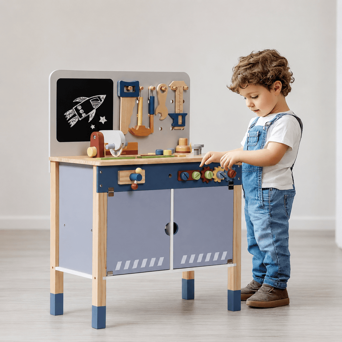 Houten speelgoed-werkbankset voor kinderen Montessori & Speelgoed