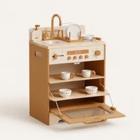 Houten speelkeuken complete set voor kinderen abrikoos Montessori & Speelgoed