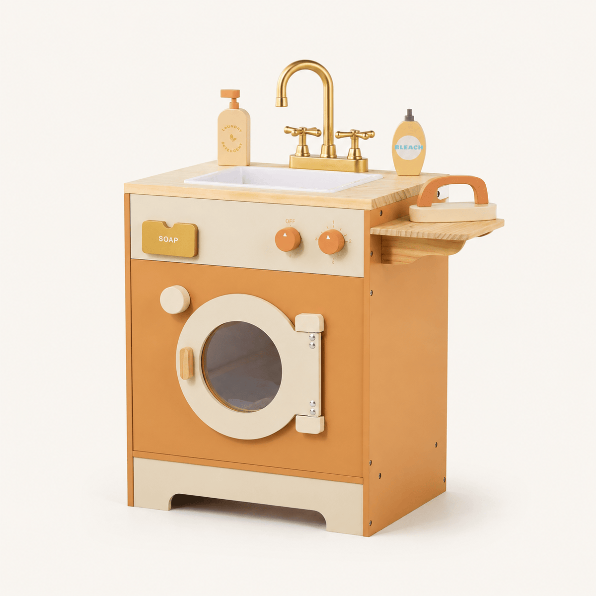Houten speelkeuken complete set voor kinderen abrikoos Montessori & Speelgoed