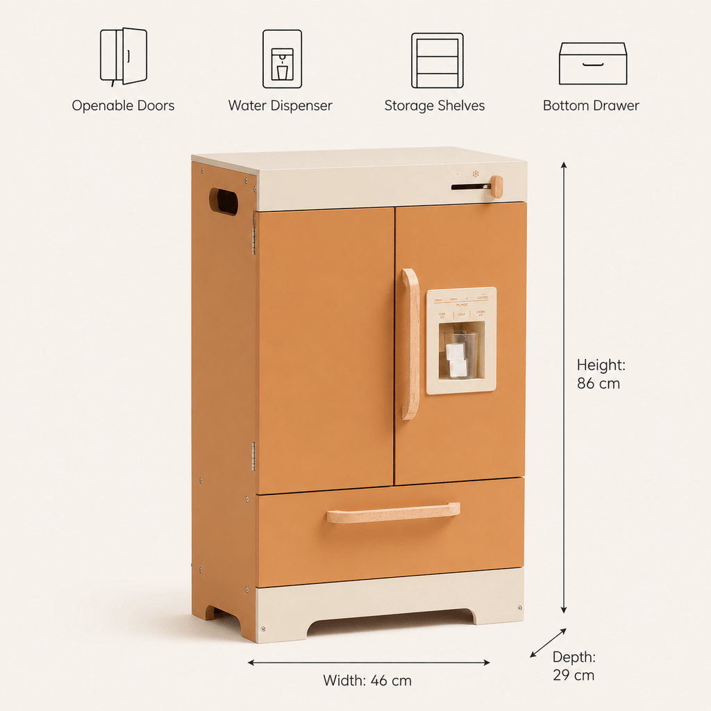 Houten speelkeuken complete set voor kinderen abrikoos Montessori & Speelgoed