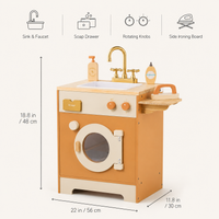 Houten speelkeuken complete set voor kinderen abrikoos Montessori & Speelgoed