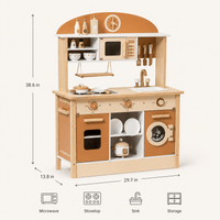 Houten speelkeuken complete set voor kinderen abrikoos Montessori & Speelgoed