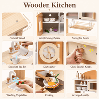 Houten speelkeuken complete set voor kinderen abrikoos Montessori & Speelgoed