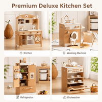 Houten speelkeuken complete set voor kinderen abrikoos Montessori & Speelgoed