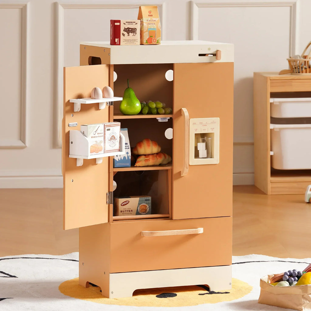 Houten speelkeuken complete set voor kinderen abrikoos Montessori & Speelgoed