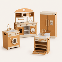 Houten speelkeuken complete set voor kinderen abrikoos Montessori & Speelgoed