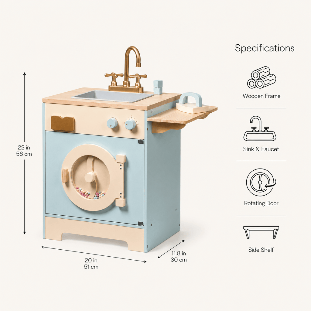 Houten speelkeuken complete set voor kinderen blauw Montessori & Speelgoed