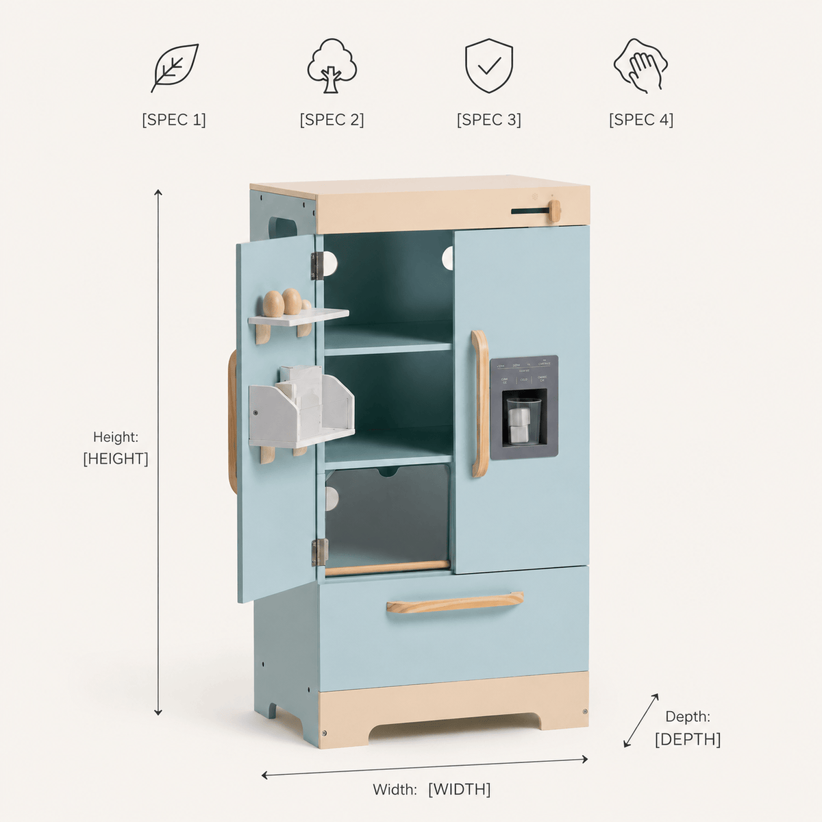Houten speelkeuken complete set voor kinderen blauw Montessori & Speelgoed