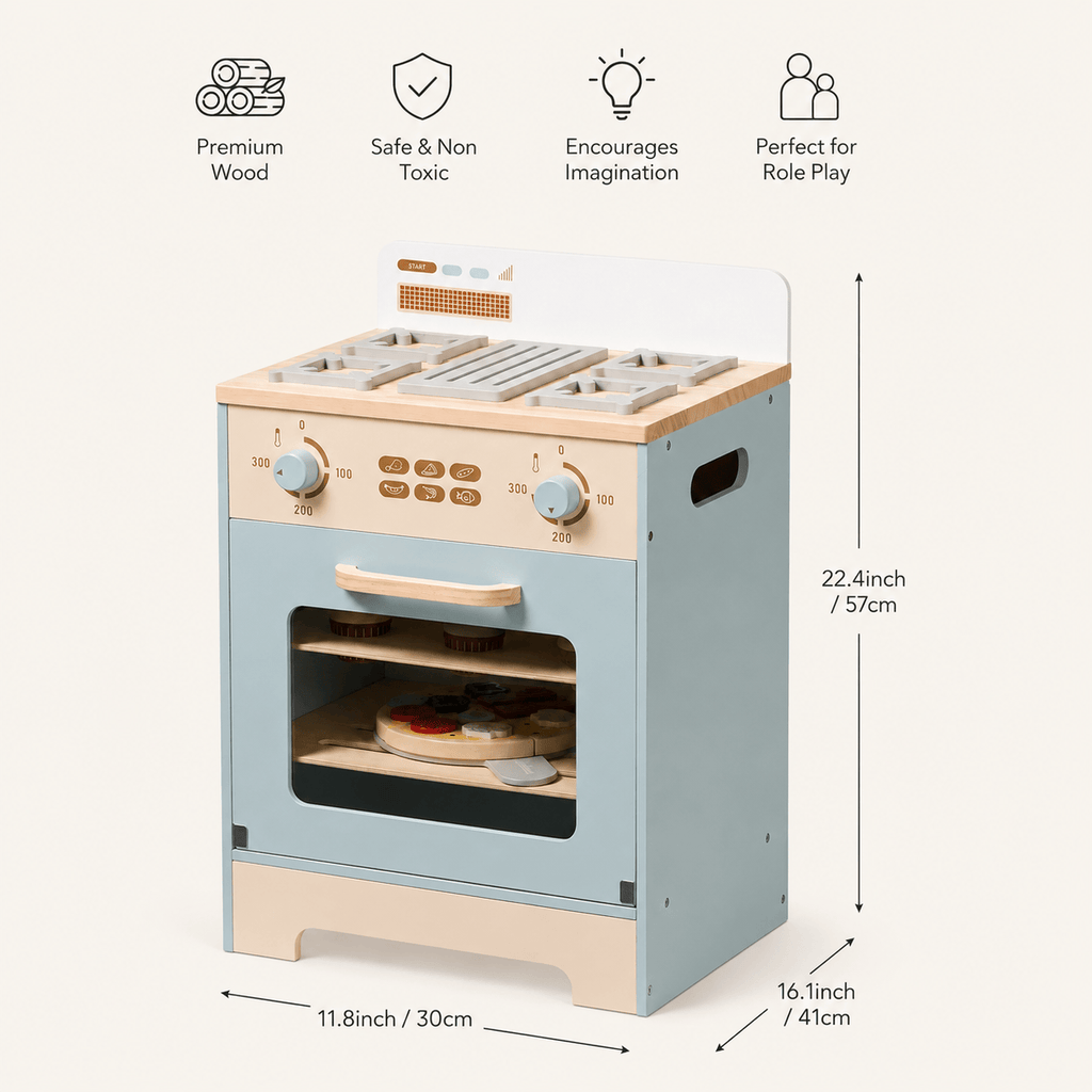 Houten speelkeuken complete set voor kinderen blauw Montessori & Speelgoed