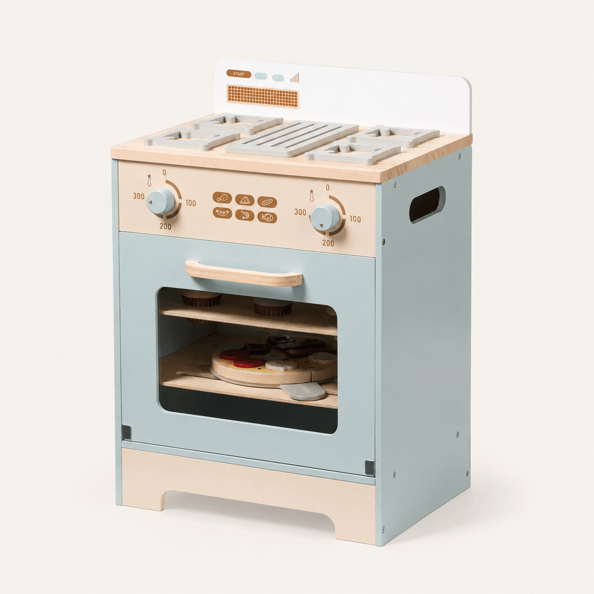 Houten speelkeuken complete set voor kinderen blauw Montessori & Speelgoed