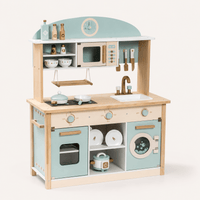 Houten speelkeuken complete set voor kinderen blauw Montessori & Speelgoed