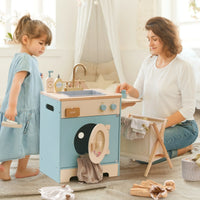 Houten speelkeuken complete set voor kinderen blauw Montessori & Speelgoed
