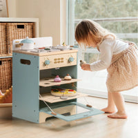 Houten speelkeuken complete set voor kinderen blauw Montessori & Speelgoed