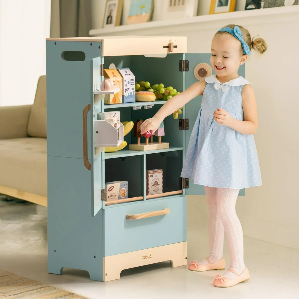 Houten speelkeuken complete set voor kinderen blauw Montessori & Speelgoed