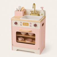 Houten speelkeuken complete set voor kinderen roze Montessori & Speelgoed