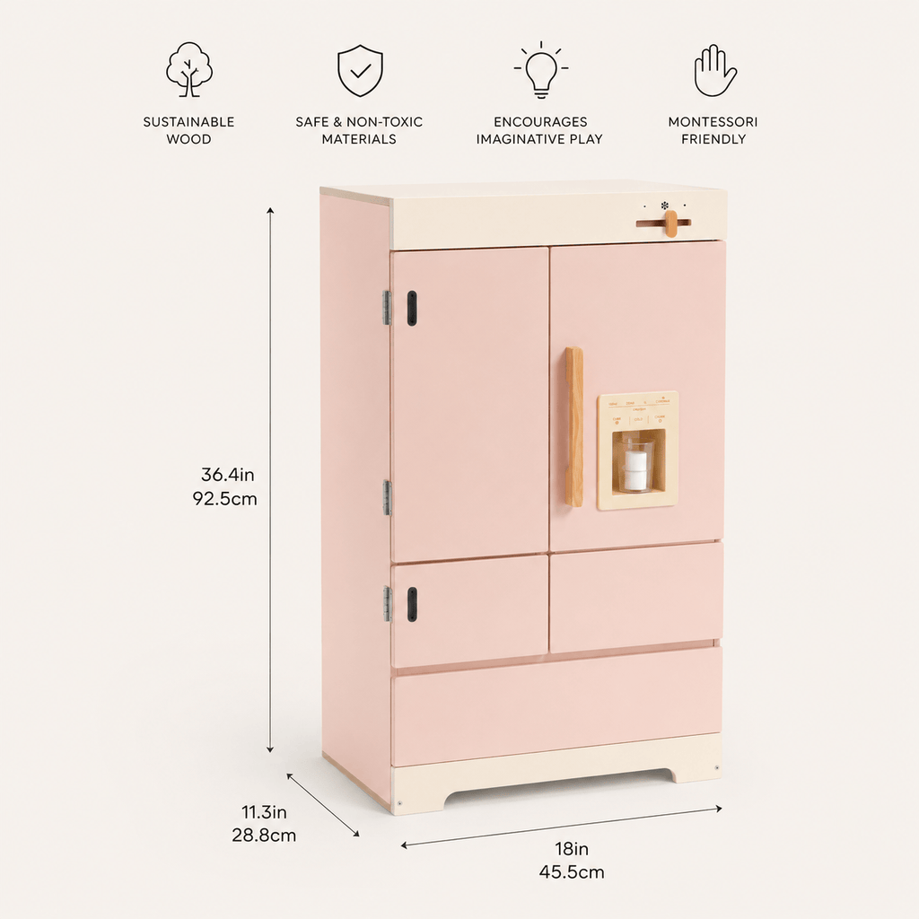 Houten speelkeuken complete set voor kinderen roze Montessori & Speelgoed
