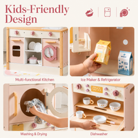 Houten speelkeuken complete set voor kinderen roze Montessori & Speelgoed