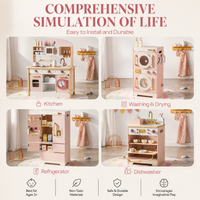 Houten speelkeuken complete set voor kinderen roze Montessori & Speelgoed