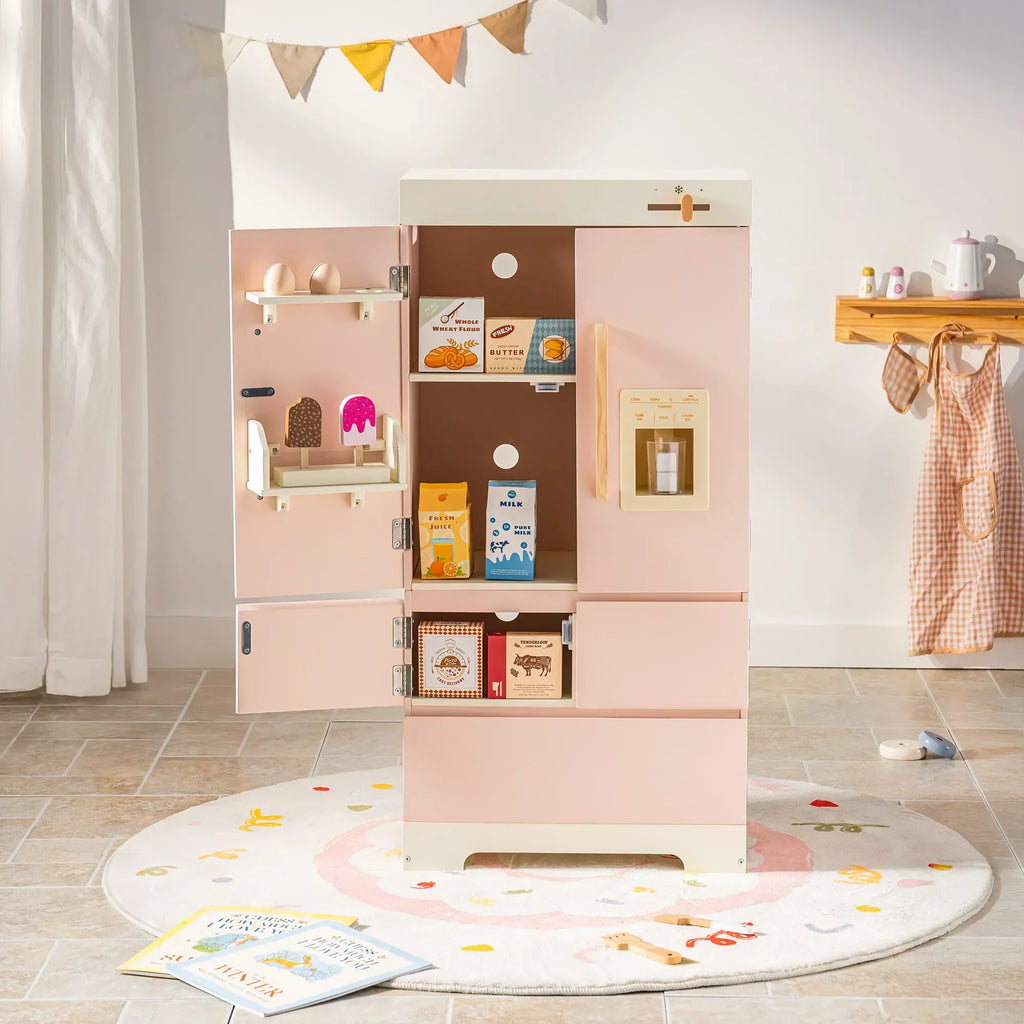 Houten speelkeuken complete set voor kinderen roze Montessori & Speelgoed