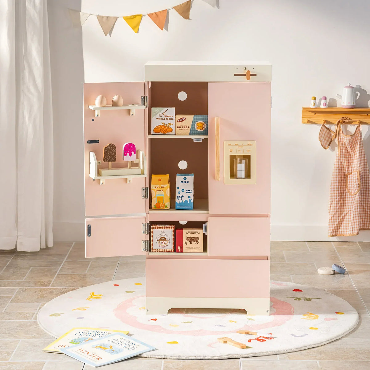 Houten speelkeuken complete set voor kinderen roze Montessori & Speelgoed