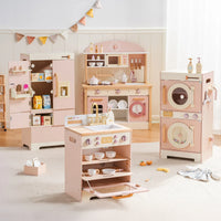Houten speelkeuken complete set voor kinderen roze Montessori & Speelgoed