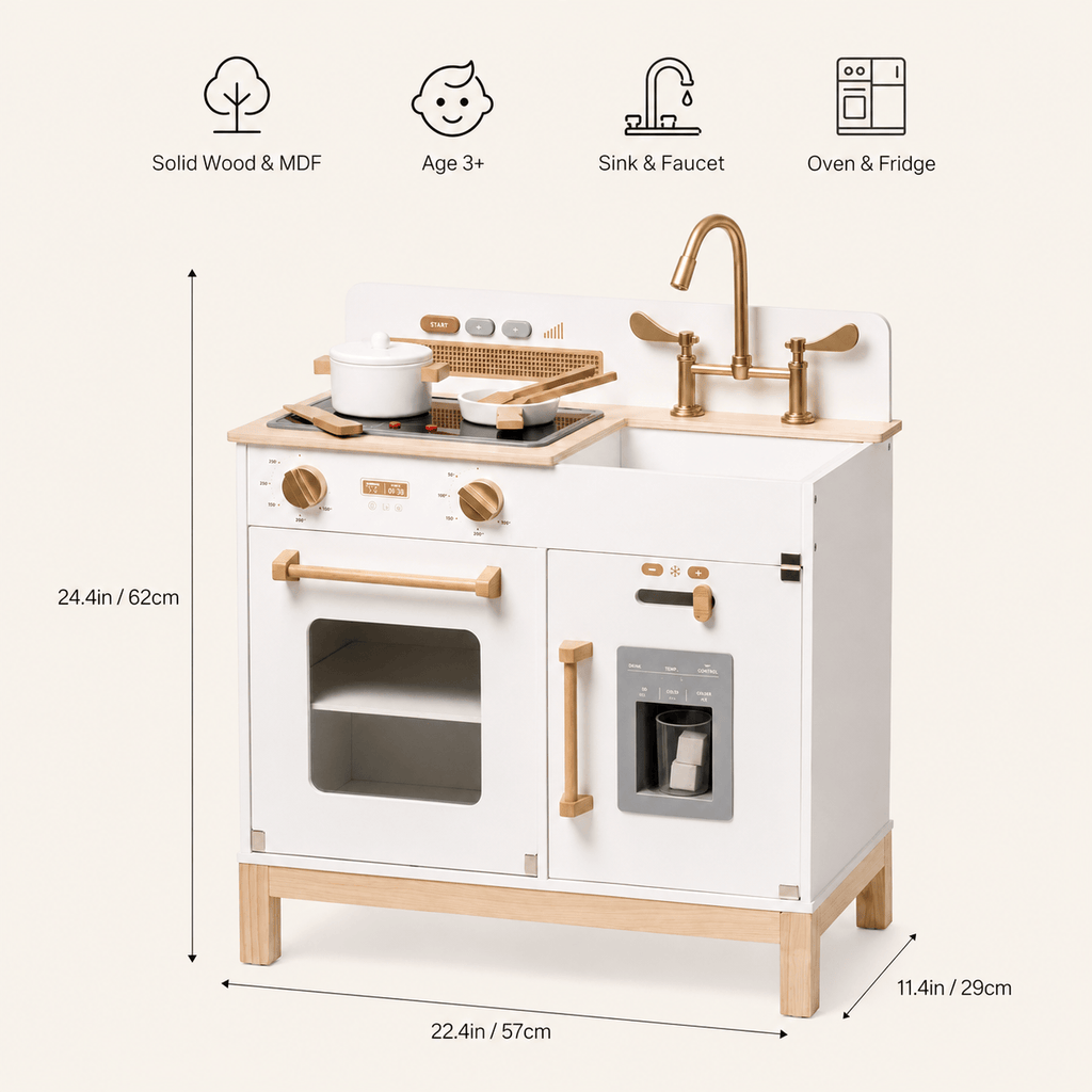 Houten speelkeuken voor kinderen met licht en geluid Montessori & Speelgoed