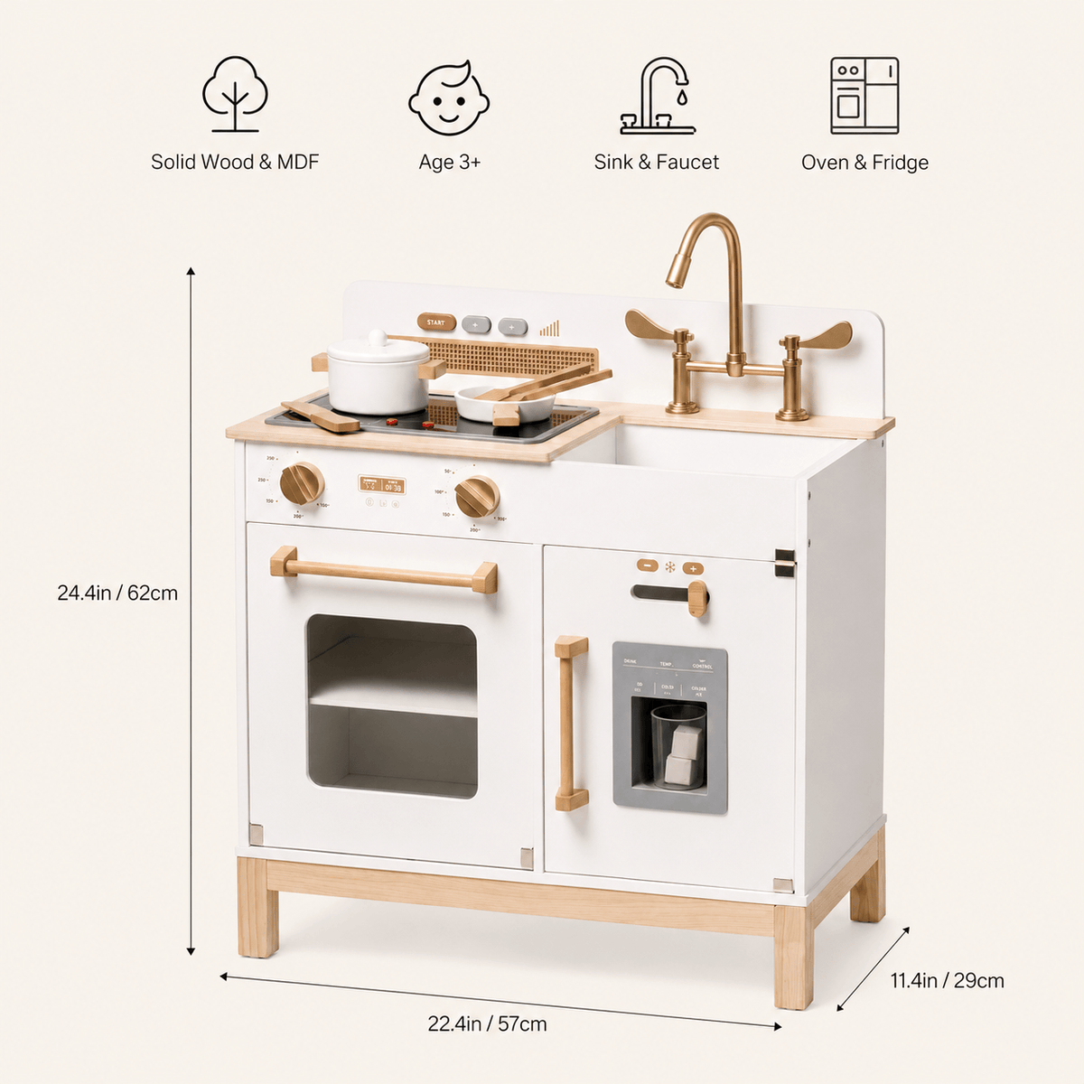 Houten speelkeuken voor kinderen met licht en geluid Montessori & Speelgoed