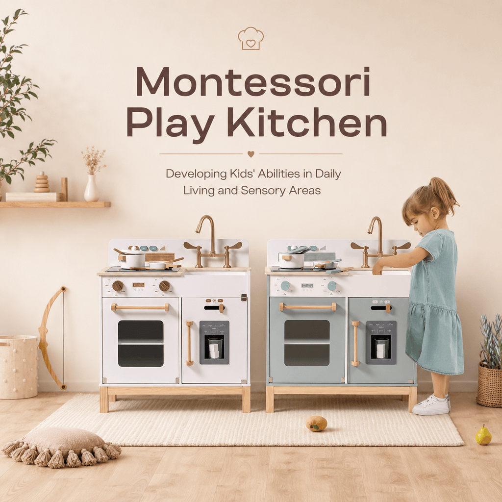 Houten speelkeuken voor kinderen met licht en geluid Montessori & Speelgoed