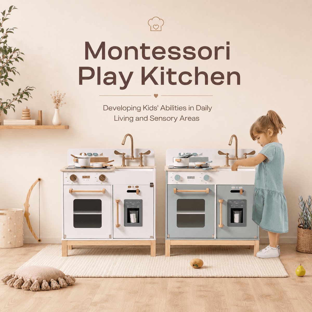 Houten speelkeuken voor kinderen met licht en geluid Montessori & Speelgoed