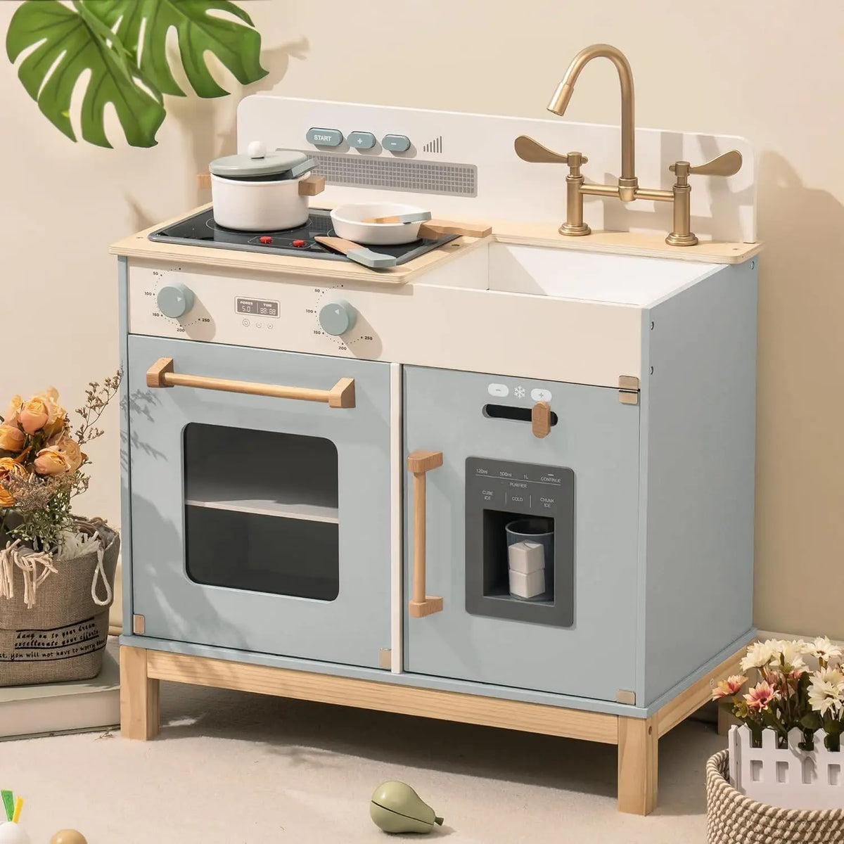 Houten speelkeuken voor kinderen met licht en geluid Montessori & Speelgoed