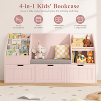 Kinderboekenkast en speelgoedopbergbank 3 bakken Montessori & Speelgoed