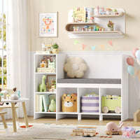 Kinderboekenkast en speelgoedopbergbank 6 planken Montessori & Speelgoed
