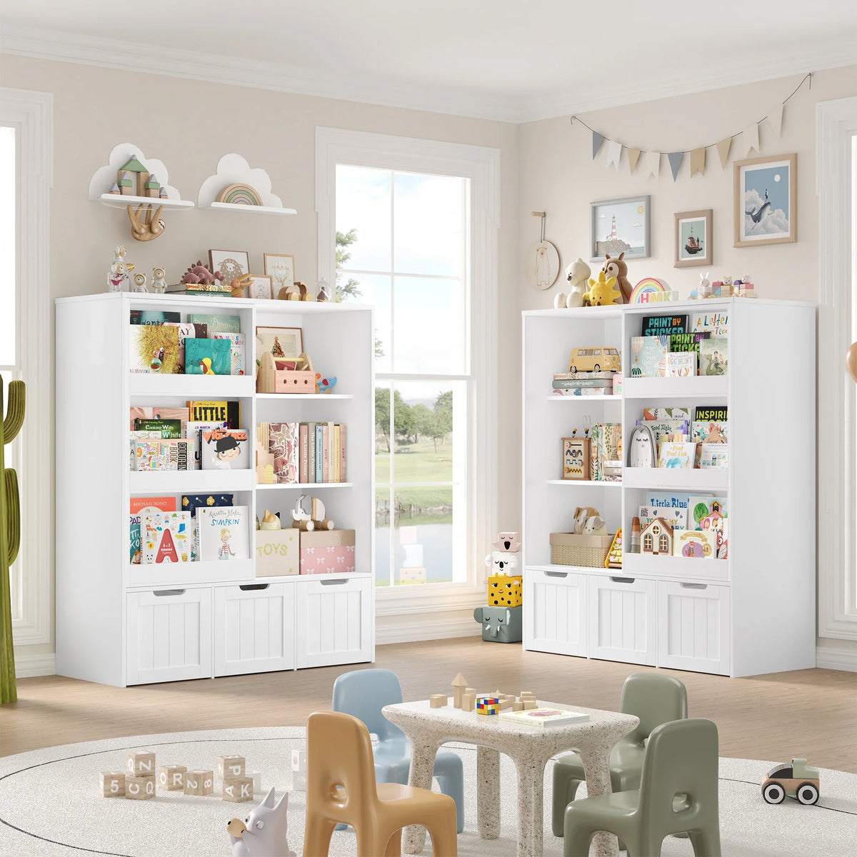 Kinderboekenkast met schuifdeur 10 planken Montessori & Speelgoed
