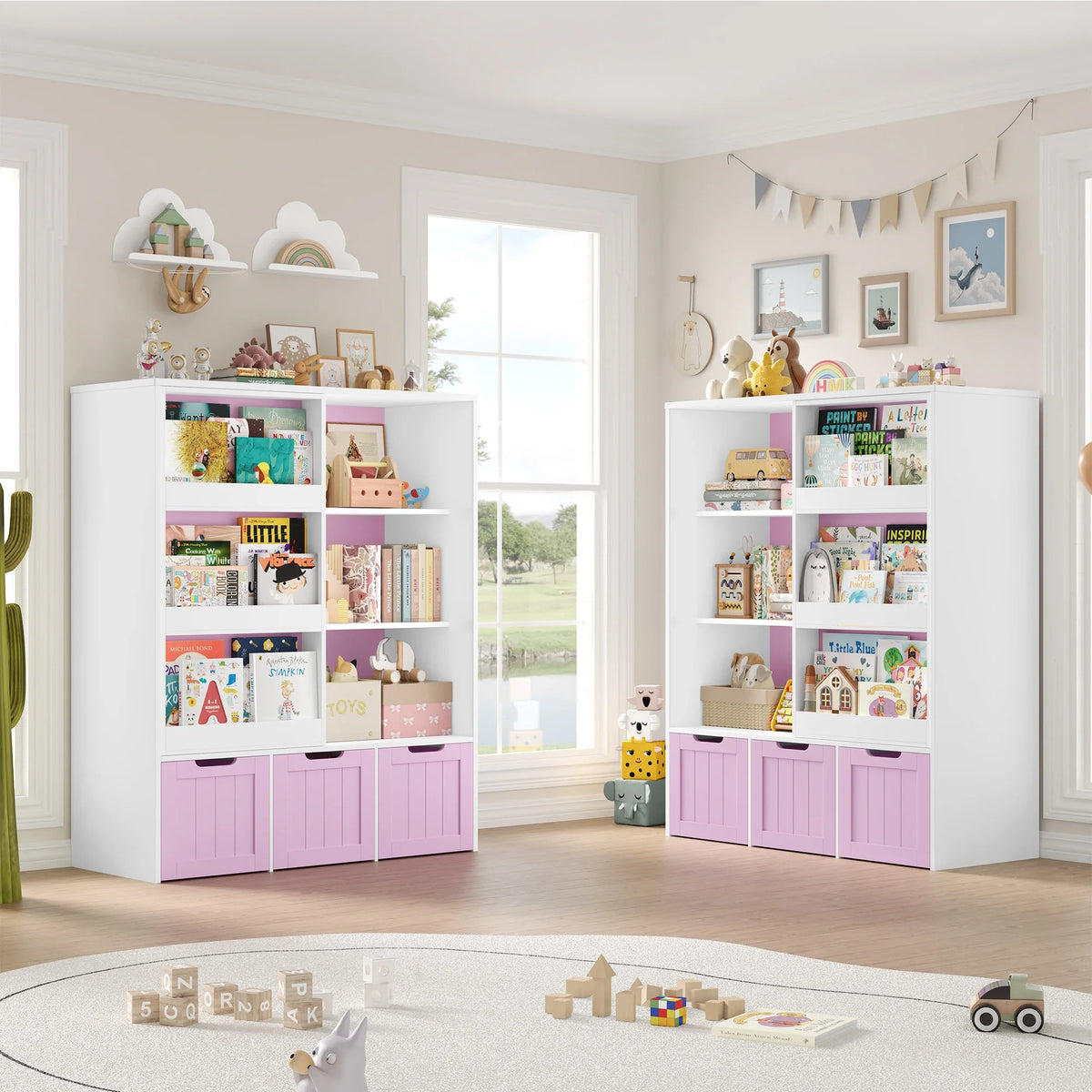 Kinderboekenkast met schuifdeur 10 planken Montessori & Speelgoed