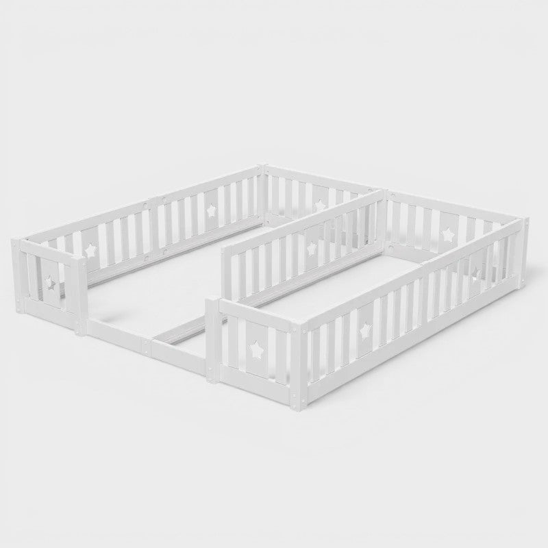 Montessori dubbel vloerbed met sterrenreling Montessori & Speelgoed