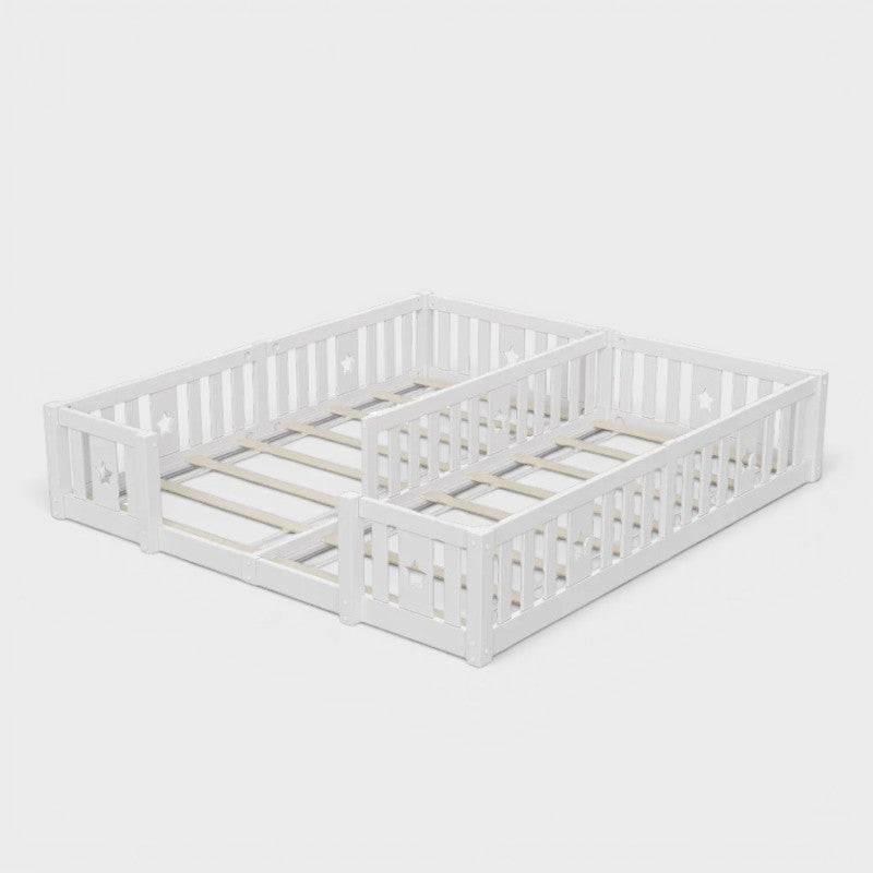 Montessori dubbel vloerbed met sterrenreling Montessori & Speelgoed