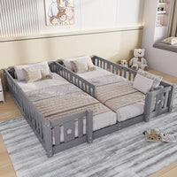 Montessori dubbel vloerbed met sterrenreling Montessori & Speelgoed